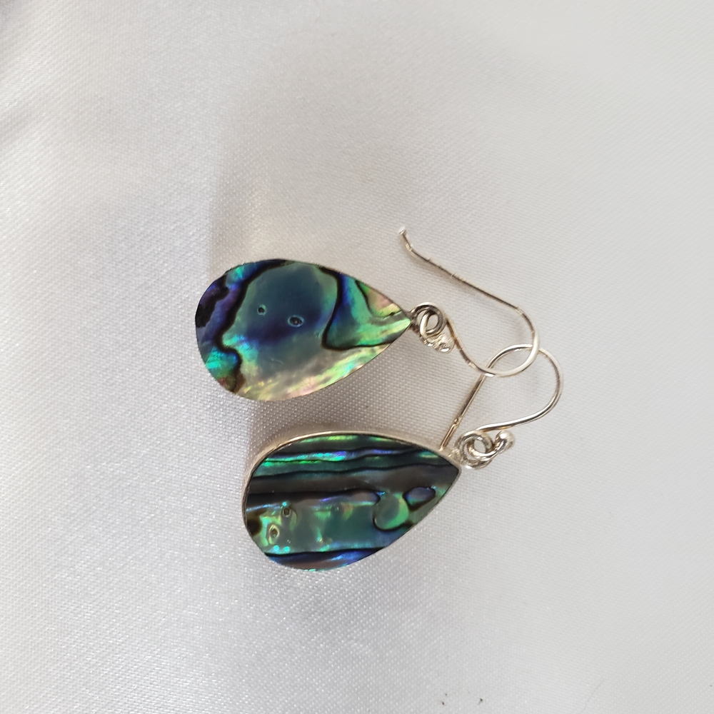 Elegant Silver and Abalone Teardrop Earrings